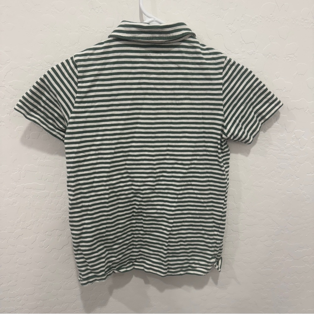 Mini Boden Striped Polo Shirt Boys 11-12 Years Green White Short Sleeve Spring - Picture 6 of 6